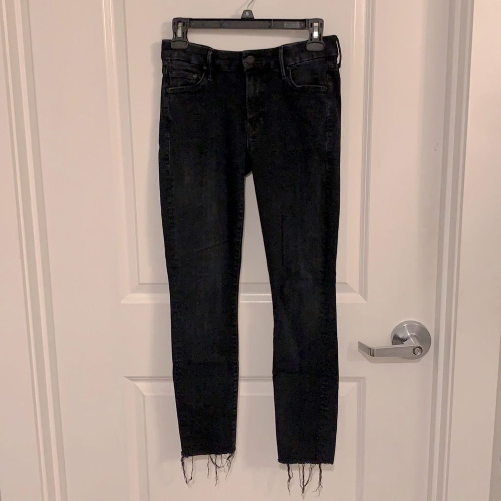 MOTHER Denim Looker Ankle Fray Blackbird Wash